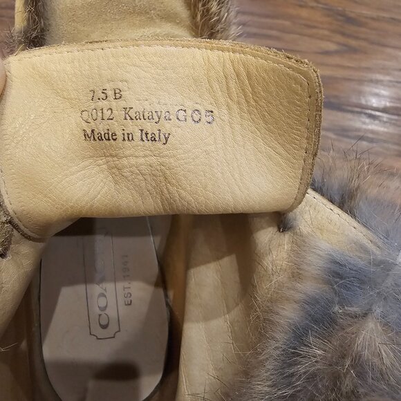 Coach Kataya camel suede rabbit fur wedge boots - Picture 8 of 10